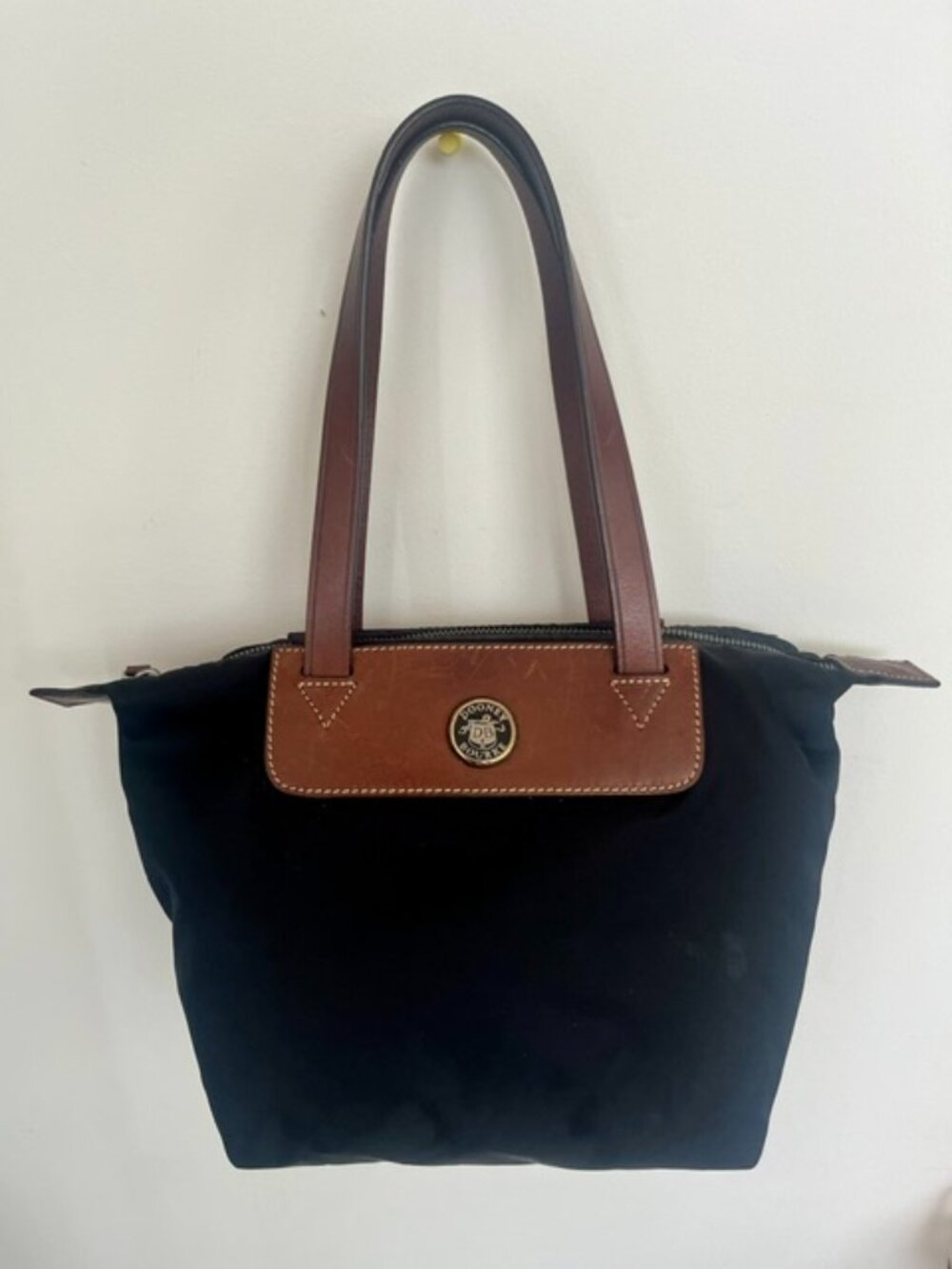 Dooney & Bourke Nylon Leather Trim Black Shopper Tote